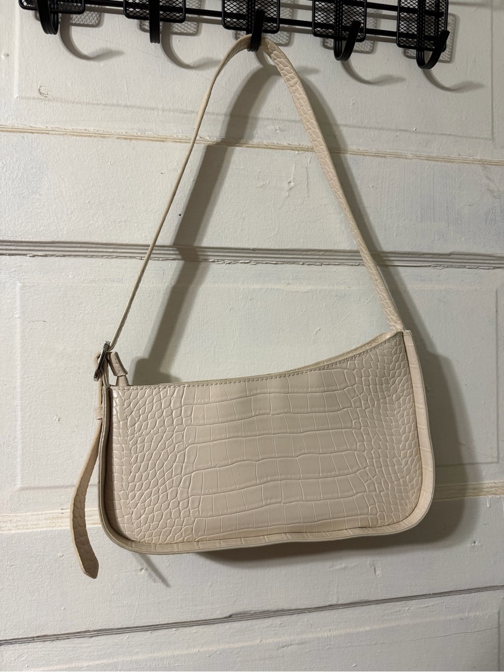 A New Day Croc Embossed Baguette Shoulder Bag in Cream